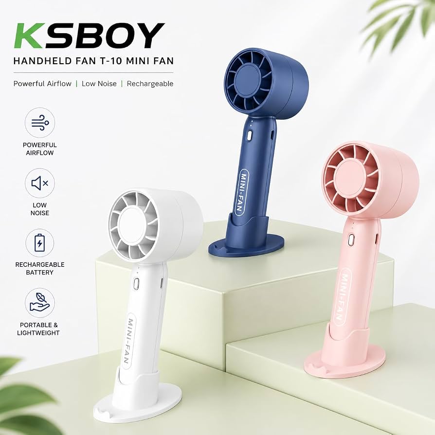 T-10 Portable Handheld Mini Fan - Rechargeable USB Desktop Pocket Fan